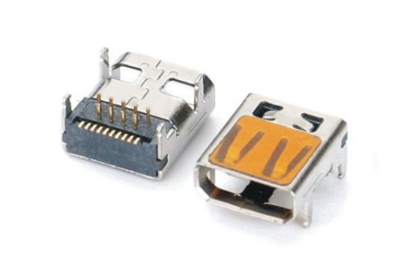 HDMI D母焊腳前插后貼，外殼直邊四腳DIP腳距4.9